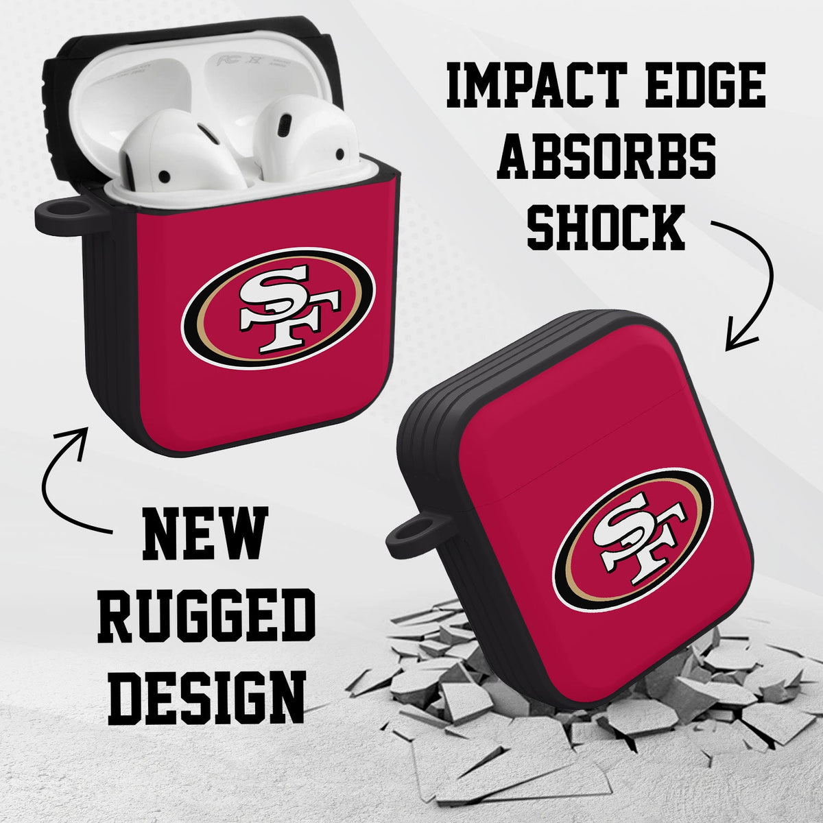 San Francisco 49ers HDX Custom Name Case Cover for Apple AirPods Gen 1 &amp; 2