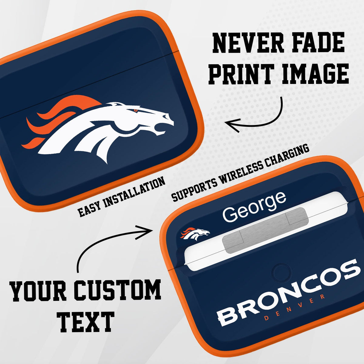 Denver Broncos HDX Custom Name Apple AirPods Pro Case Cover (Classic)