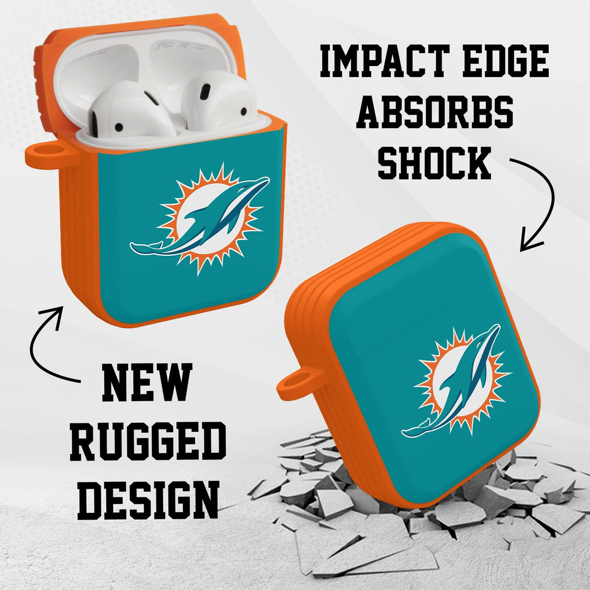 Miami Dolphins HDX Custom Name Case Cover for Apple AirPods Gen 1 &amp; 2