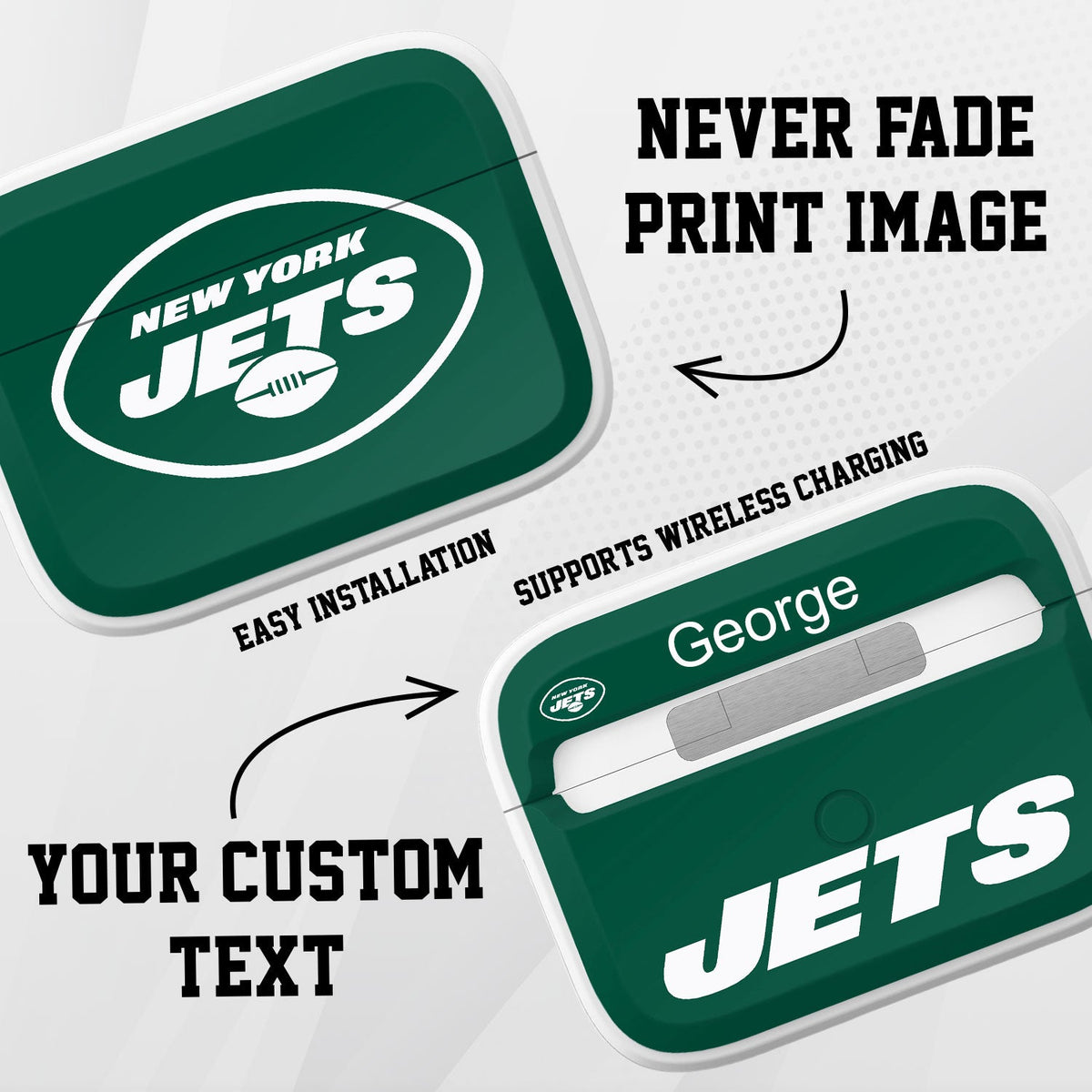 New York Jets HDX Custom Name Apple AirPods Pro Case Cover (Classic)