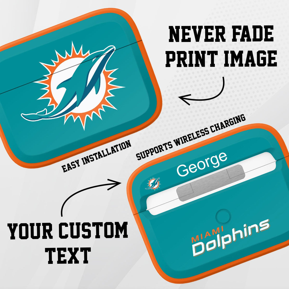 Miami Dolphins HDX Custom Name Apple AirPods Pro Case Cover (Classic)