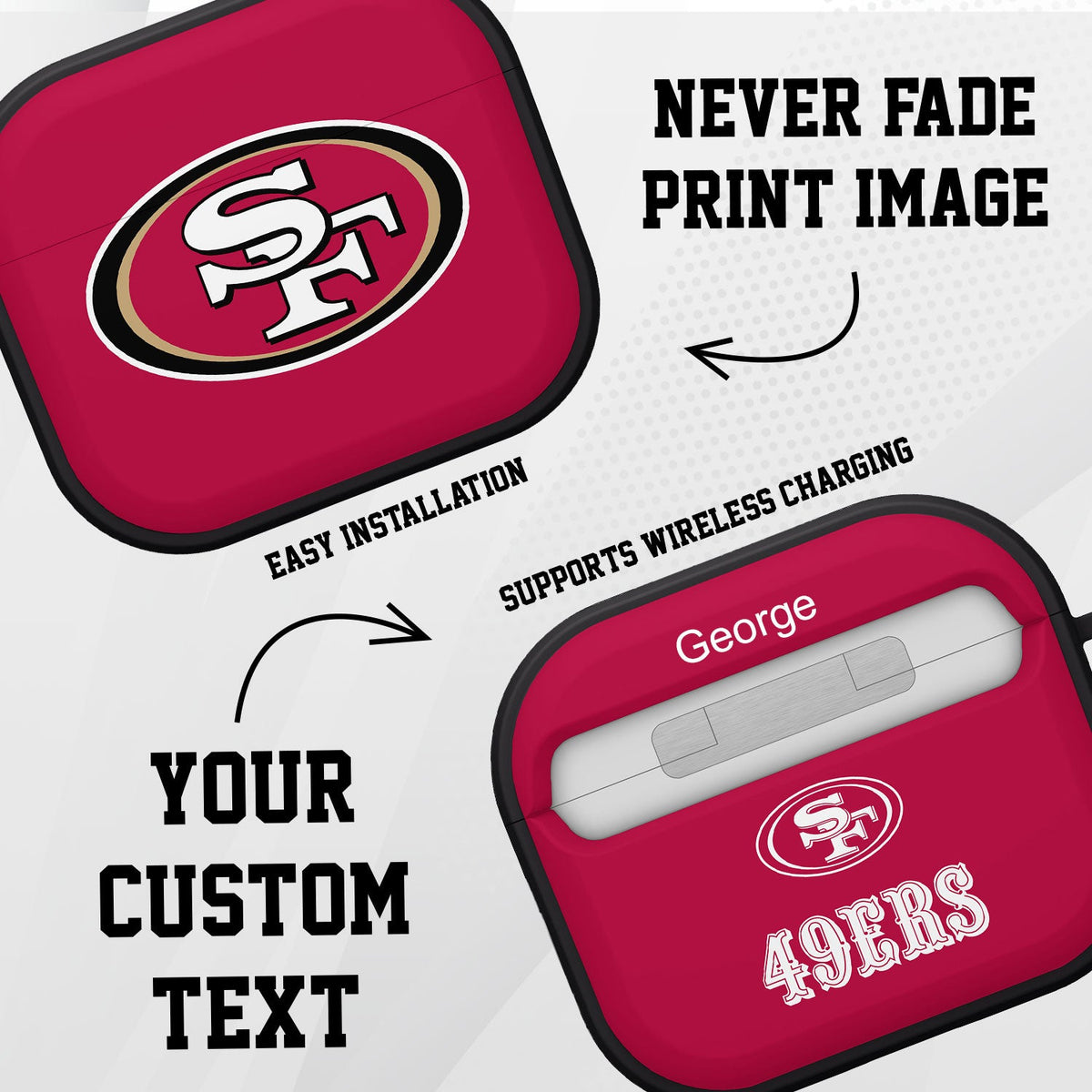 San Francisco 49ers HDX Custom Name Case Cover for Apple AirPods Gen 3