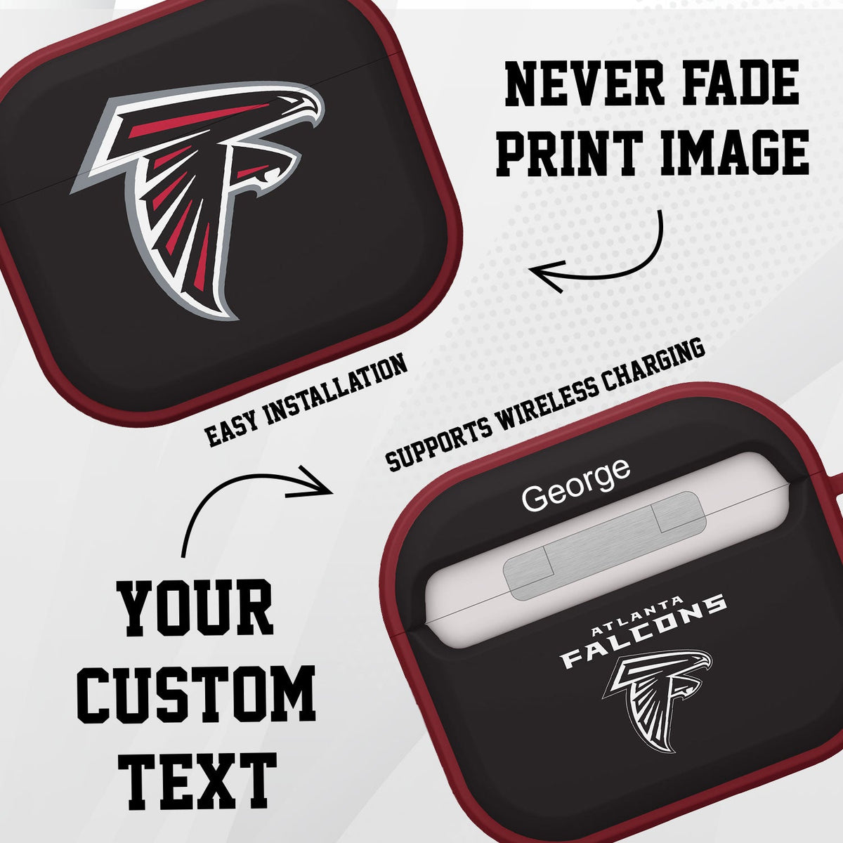 Atlanta Falcons HDX Custom Name Case Cover for Apple AirPods Gen 3