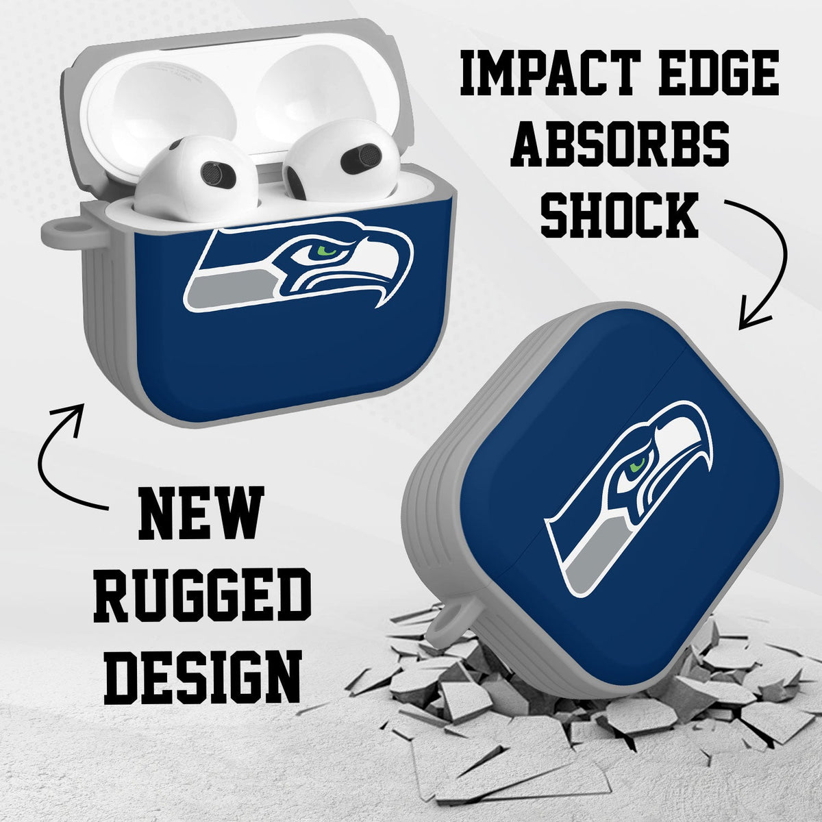 Seattle Seahawks HDX Custom Name Case Cover for Apple AirPods Gen 3