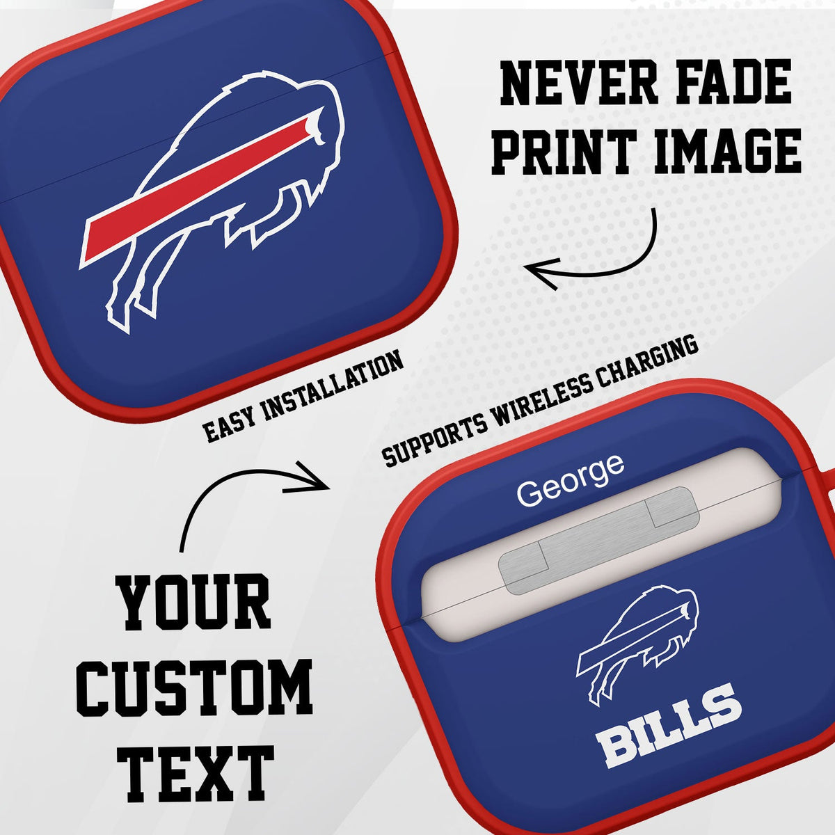 Buffalo Bills HDX Custom Name Case Cover for Apple AirPods Gen 3