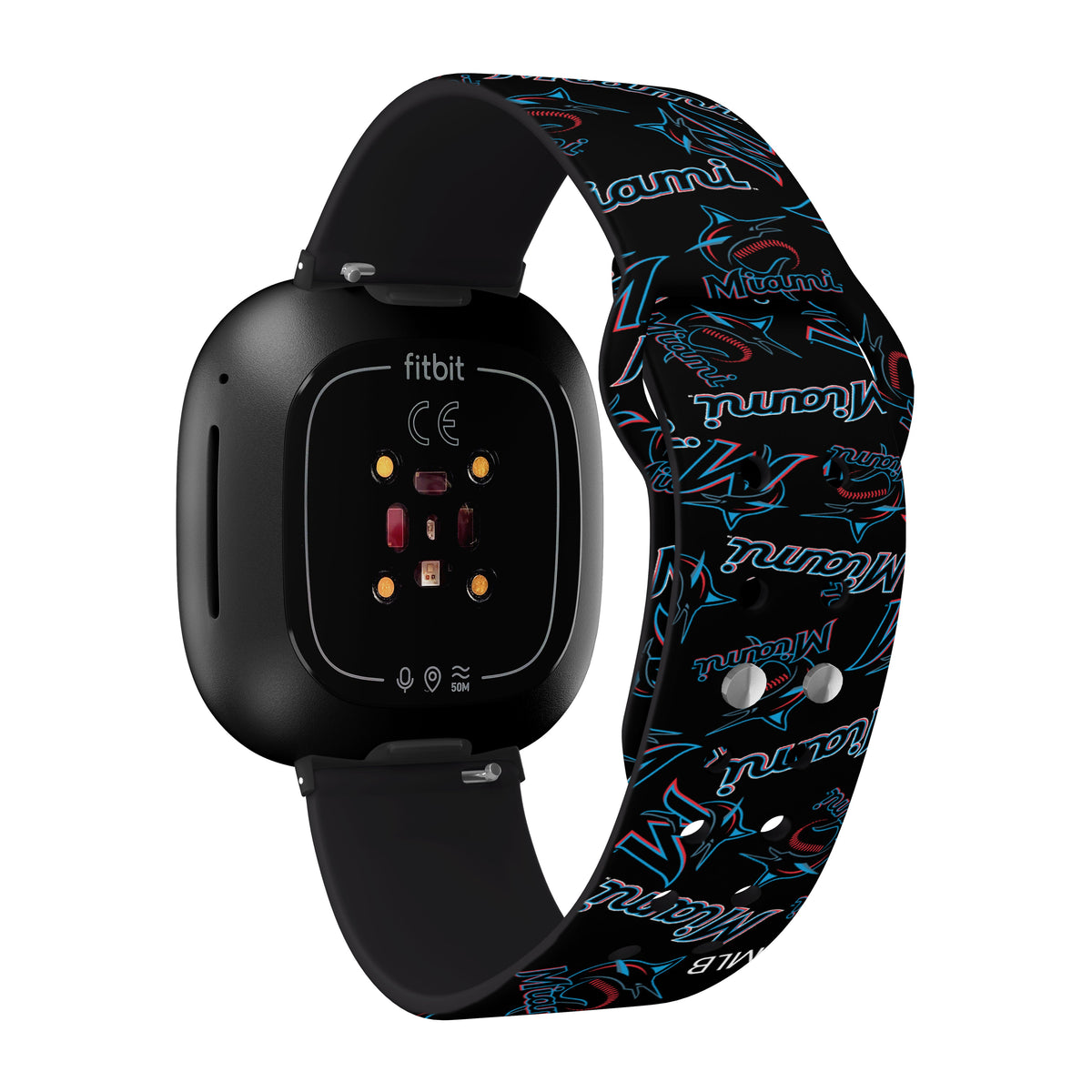 Miami Marlins HD Fitbit Versa 3 and Sense Watch Band