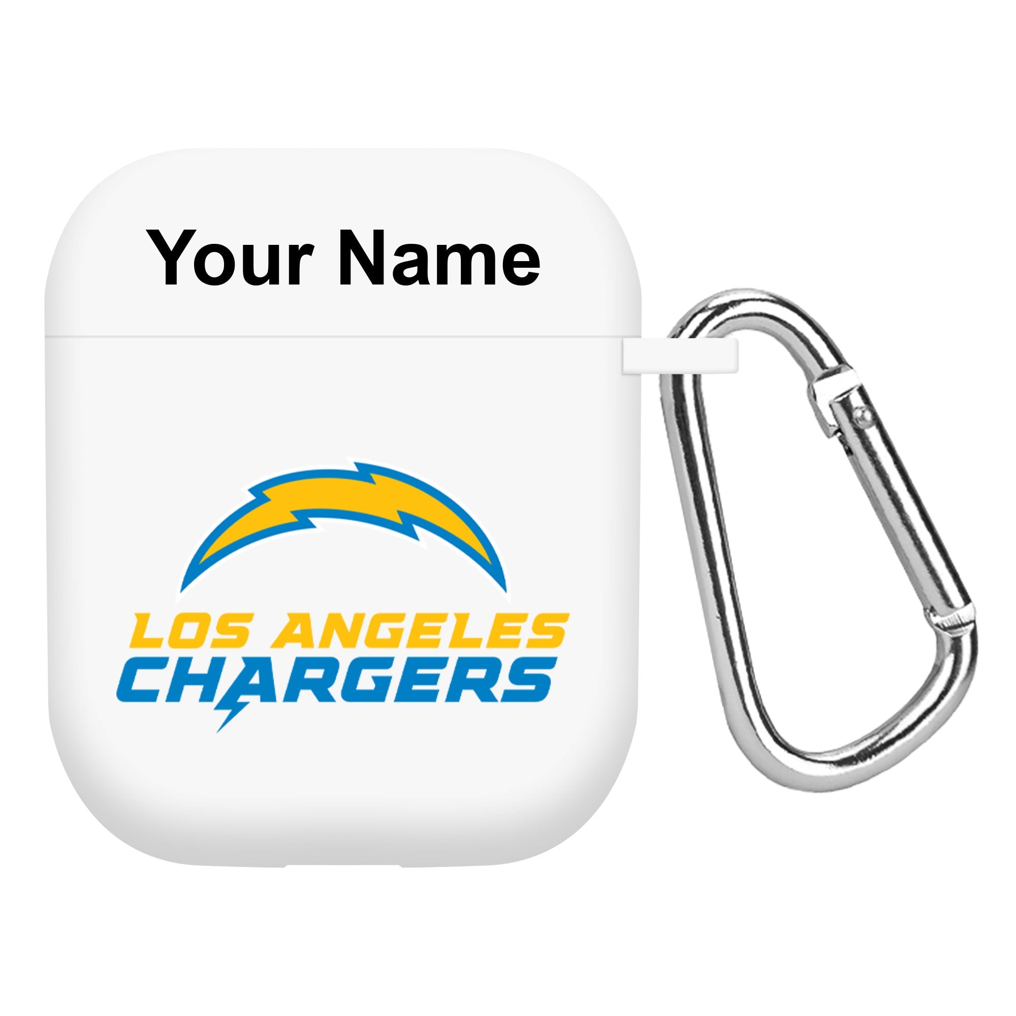 Los Angeles Chargers Custom Name HD Apple AirPods Gen 1 & 2 Case Cover (White)