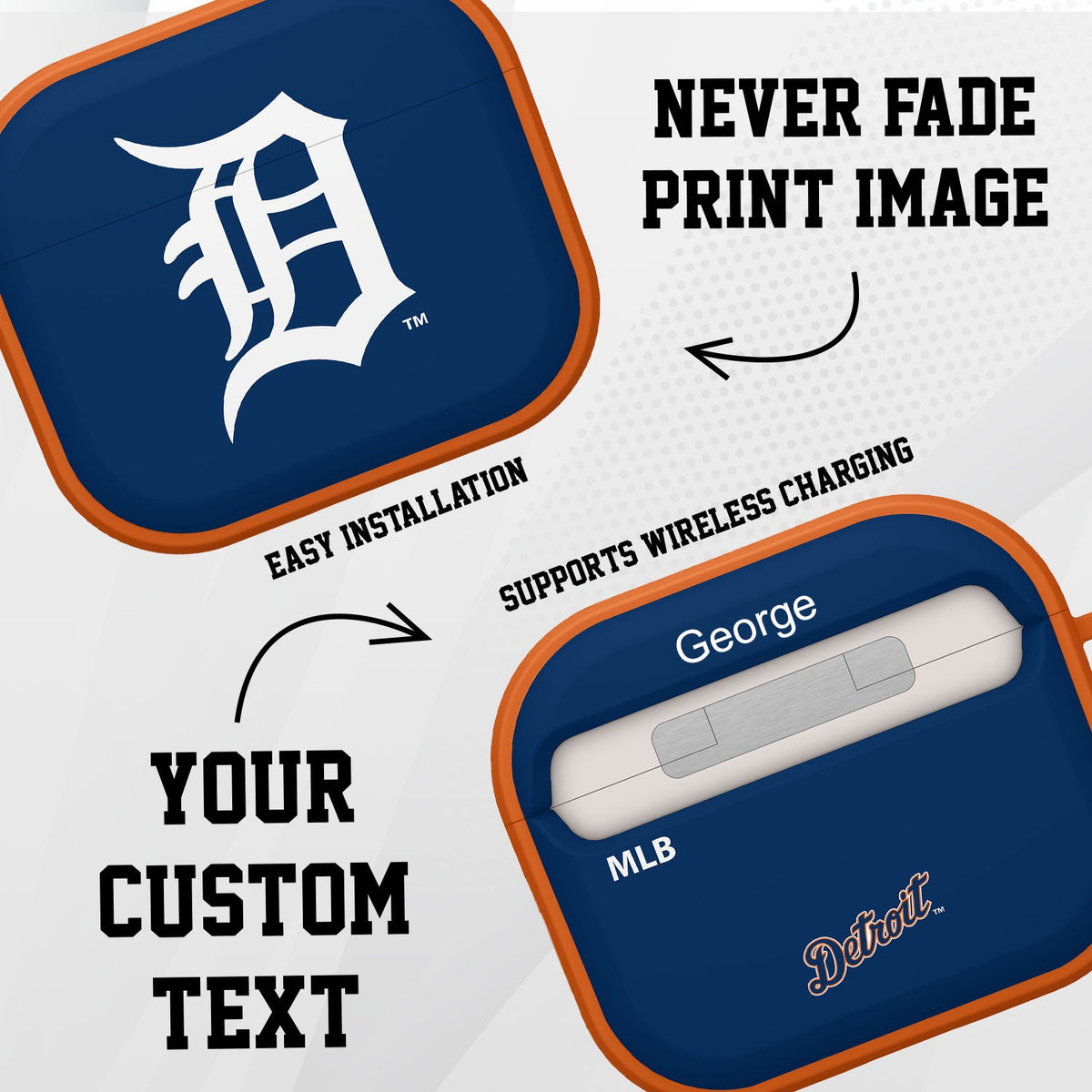 Detroit Tigers HDX Custom Name Case Cover Compatible with Apple AirPods Gen 3