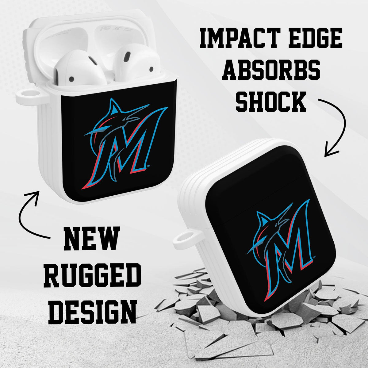 Miami Marlins HDX Custom Name Case Cover Compatible with Apple AirPods Gen 1 &amp; 2