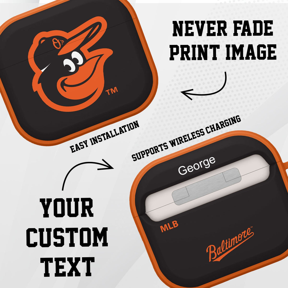 Baltimore Orioles HDX Custom Name Case Cover Compatible with Apple AirPods Gen 3