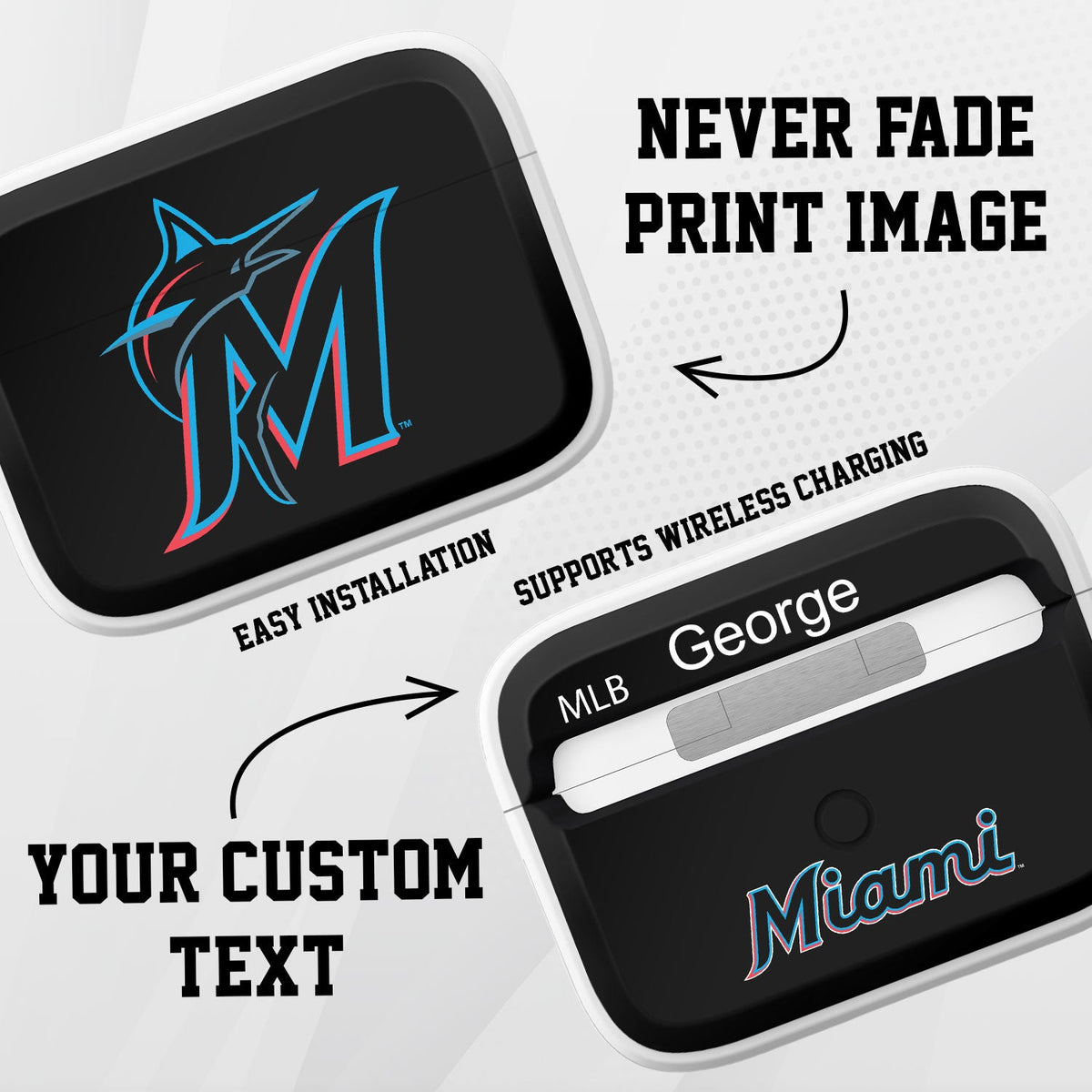 Miami Marlins Custom HDX Apple AirPods Pro Cover (Classic)