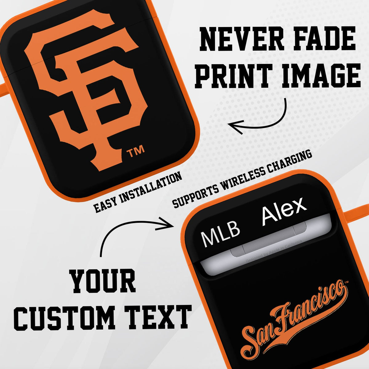 San Francisco Giants HDX Custom Name Case Cover Compatible with Apple AirPods Gen 1 &amp; 2