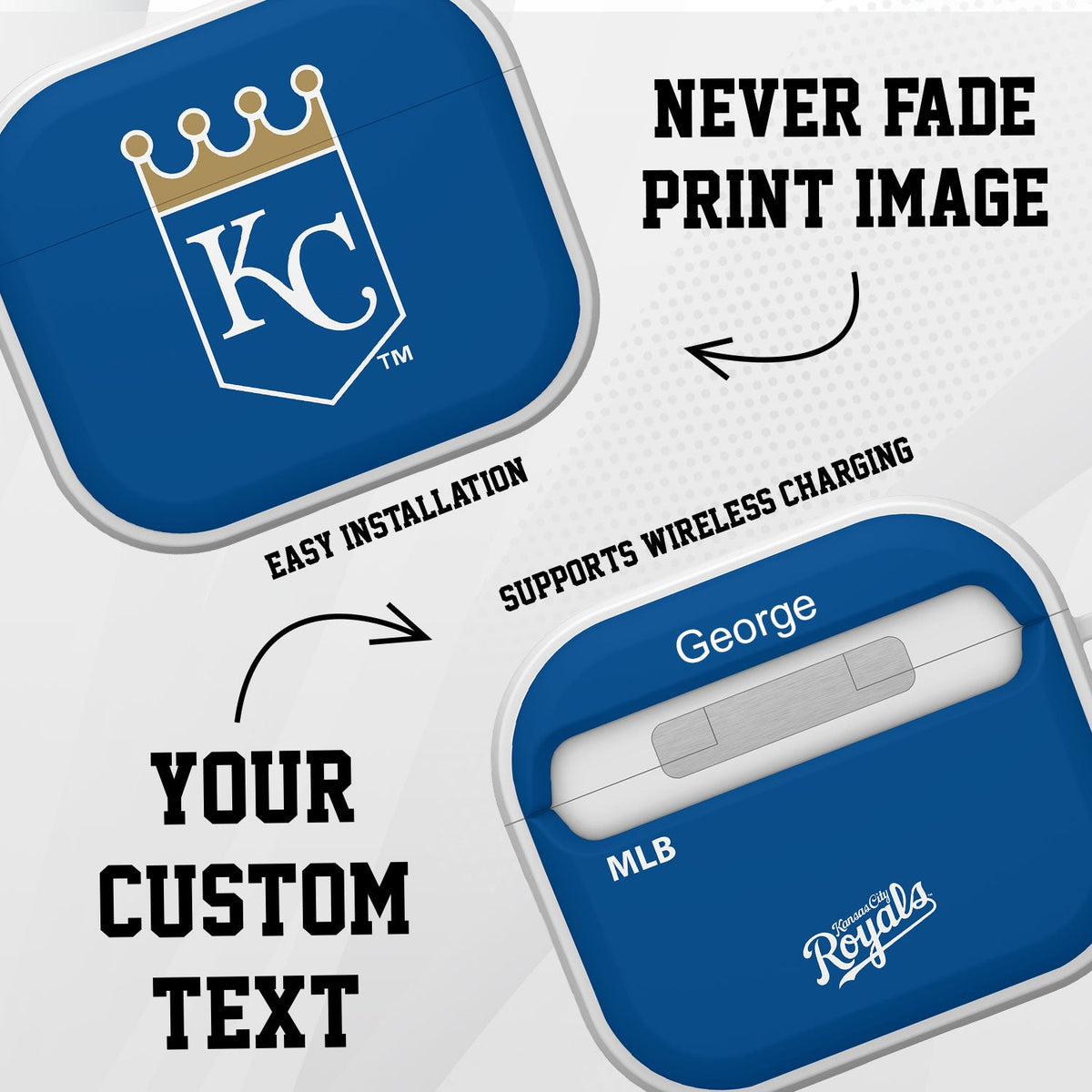 Kansas City Royals HDX Custom Name Case Cover Compatible with Apple AirPods Gen 3