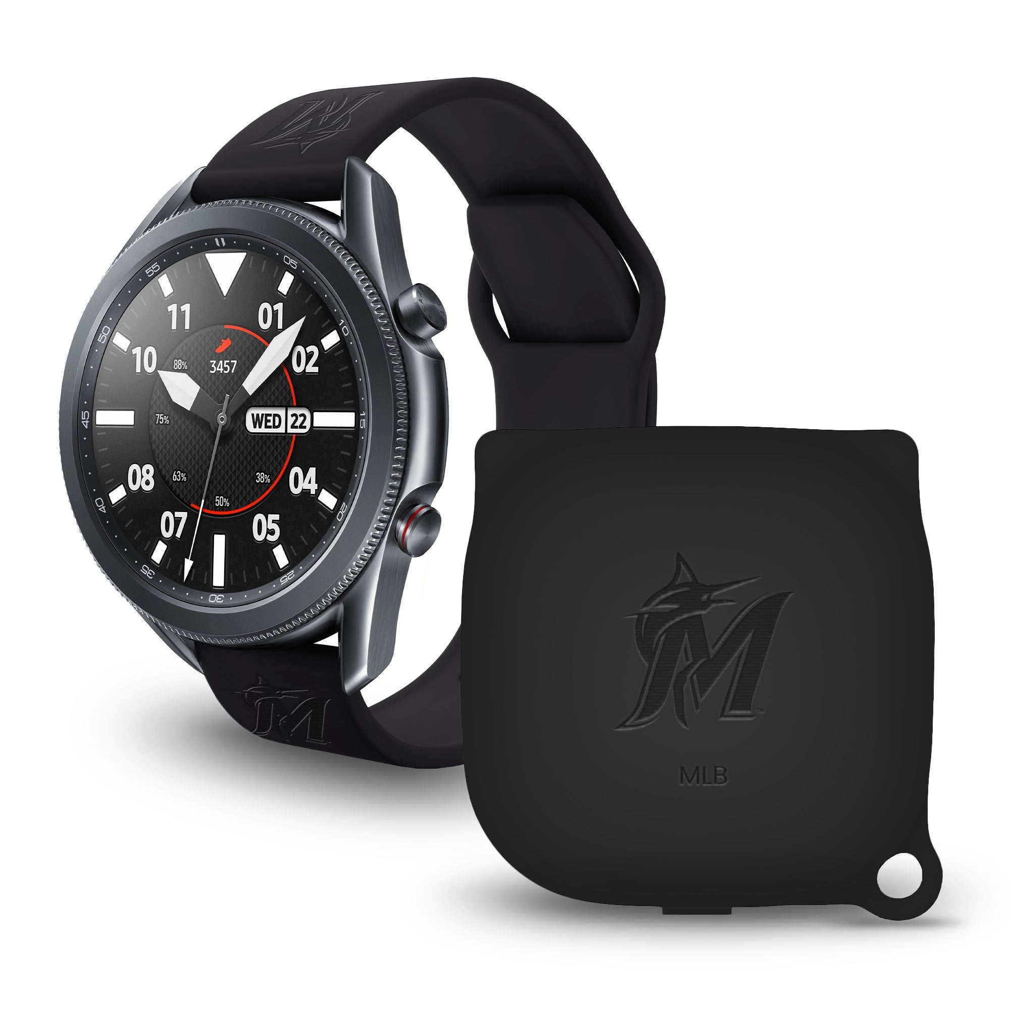 Miami Marlins Engraved Samsung Watch Band And Buds Pro Combo
