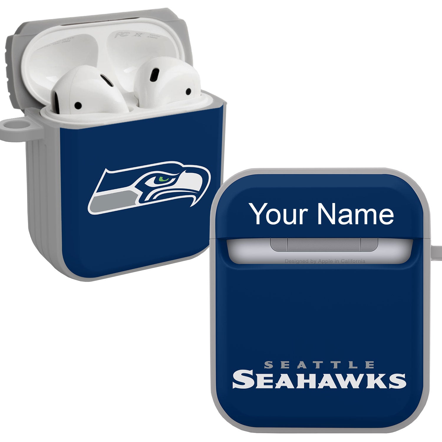 Seattle Seahawks HDX Custom Name Case Cover for Apple AirPods Gen 1 & 2