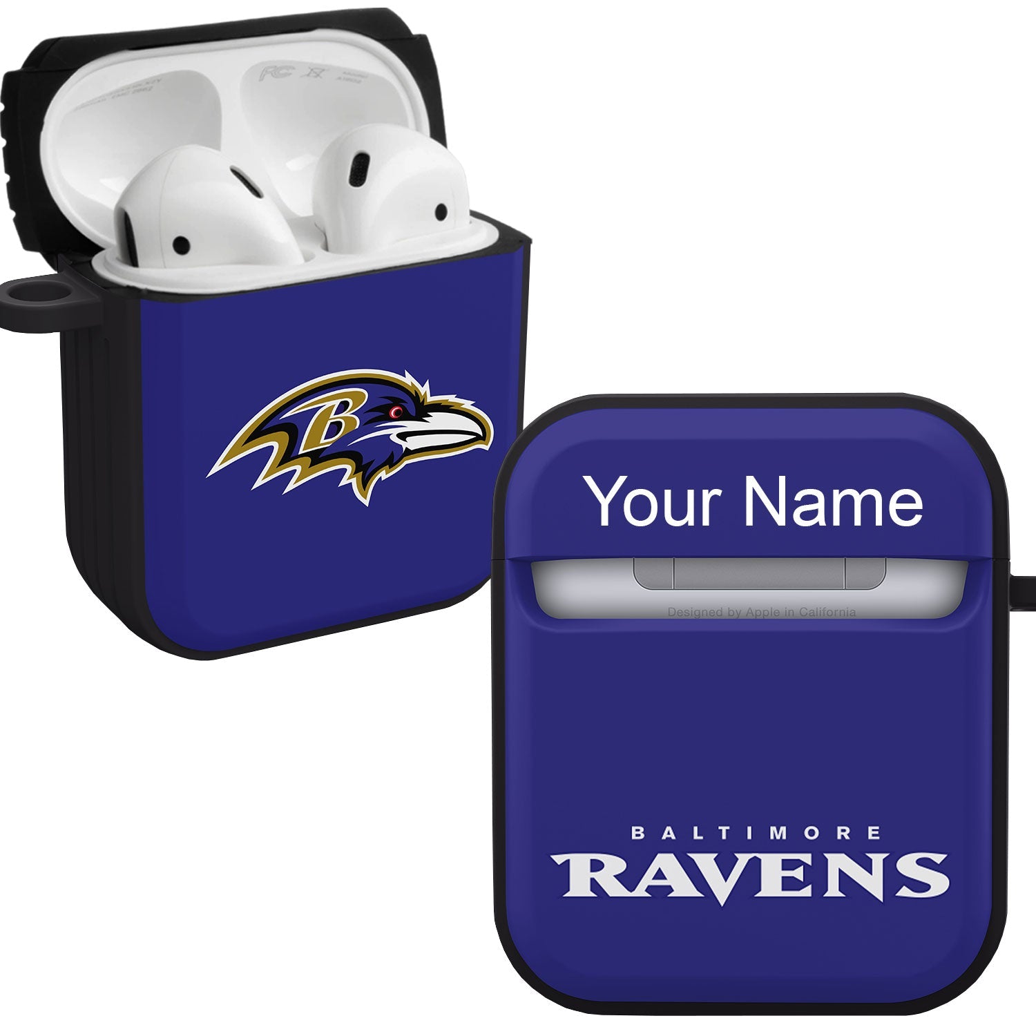 Baltimore Ravens HDX Custom Name Case Cover for Apple AirPods Gen 1 & 2