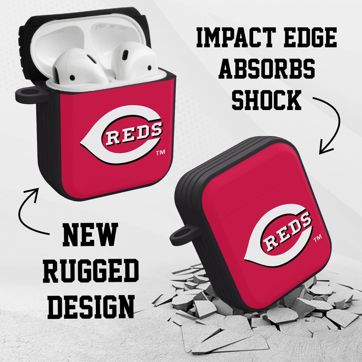 Cincinnati Reds HDX Custom Name Case Cover Compatible with Apple AirPods Gen 1 &amp; 2
