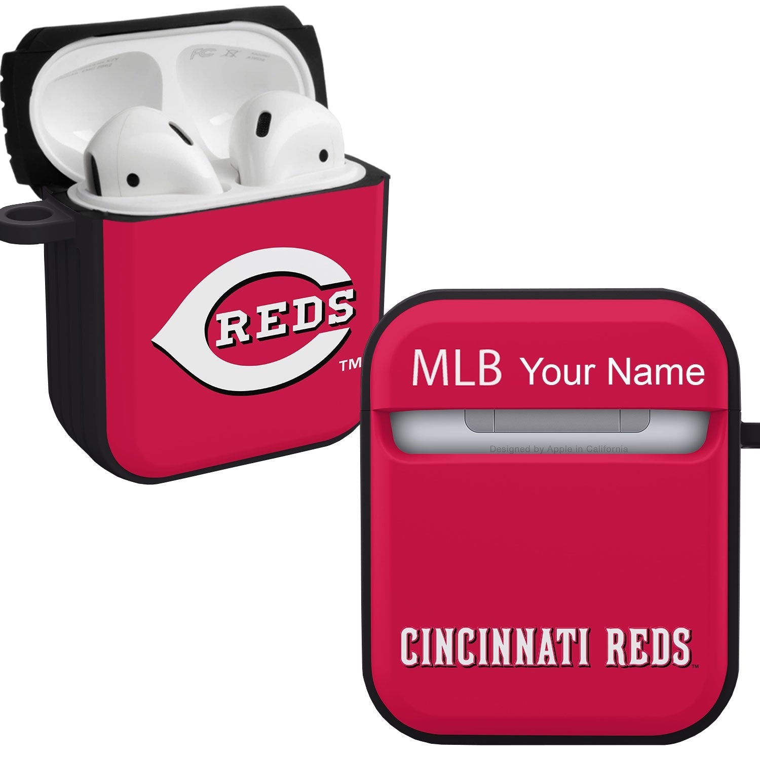 Cincinnati Reds HDX Custom Name Case Cover Compatible with Apple AirPods Gen 1 & 2