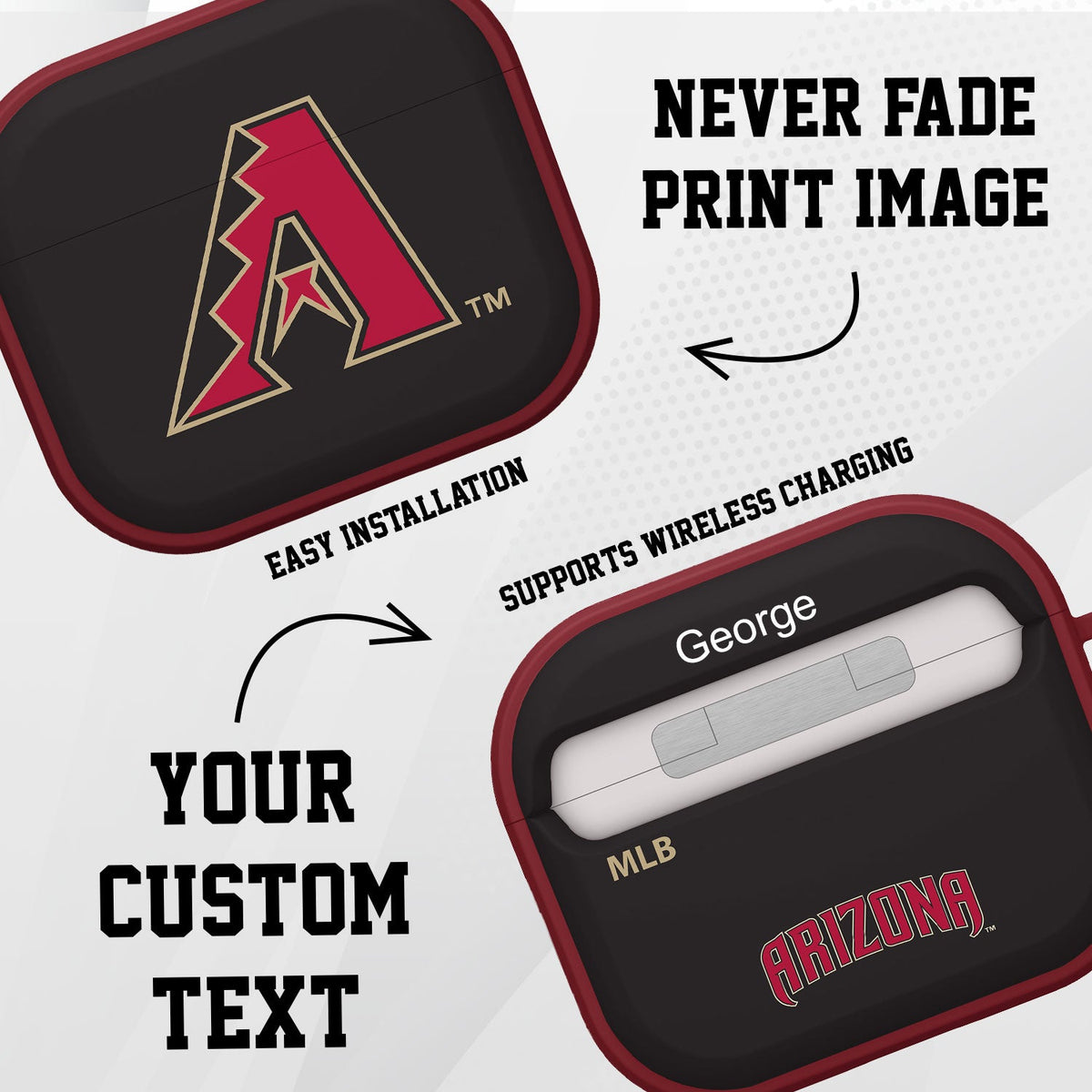 Arizona Diamondbacks HDX Custom Name Case Cover Compatible with Apple AirPods Gen 3