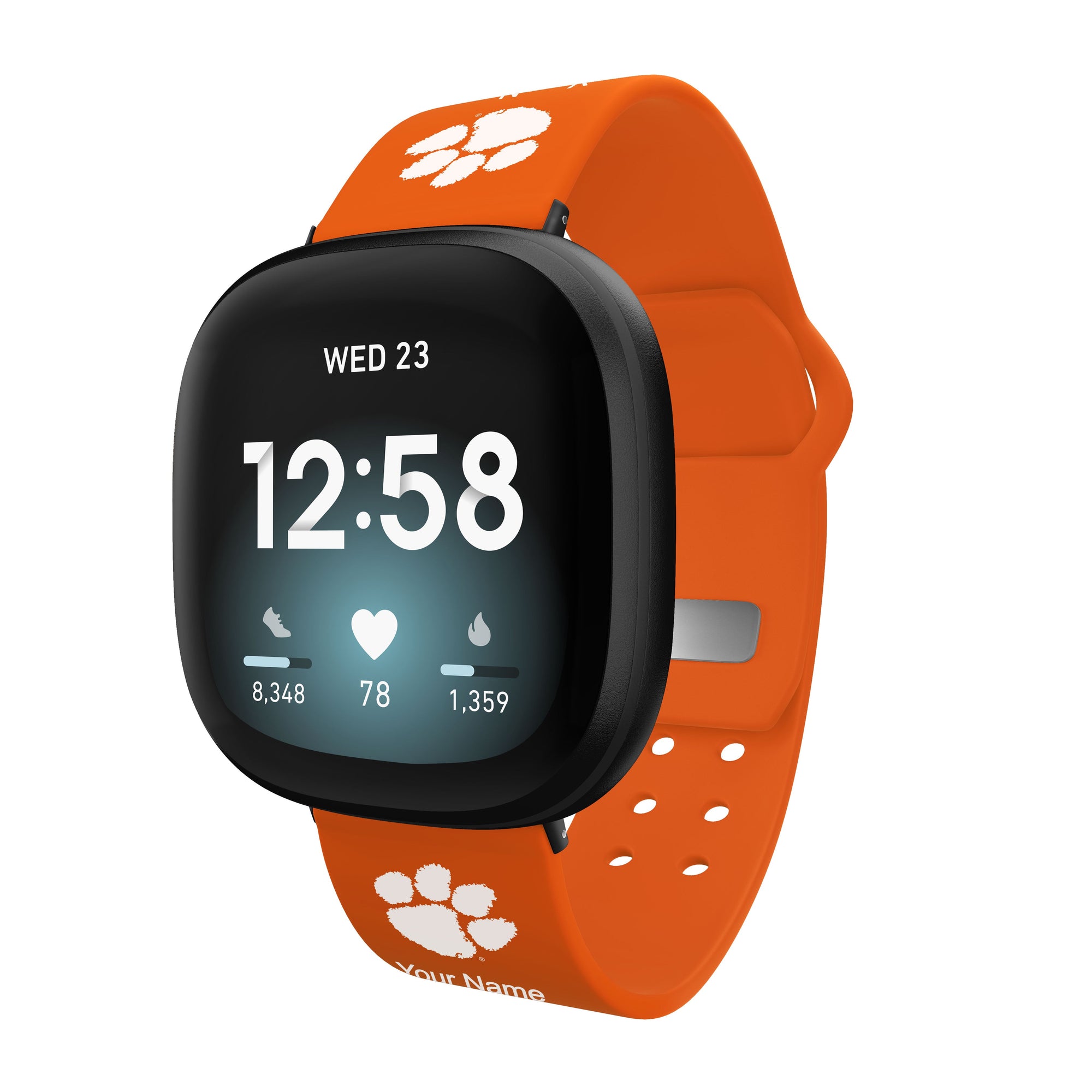Clemson Tigers Custom Name HD FitBit Versa 3 & Sense Watch Band
