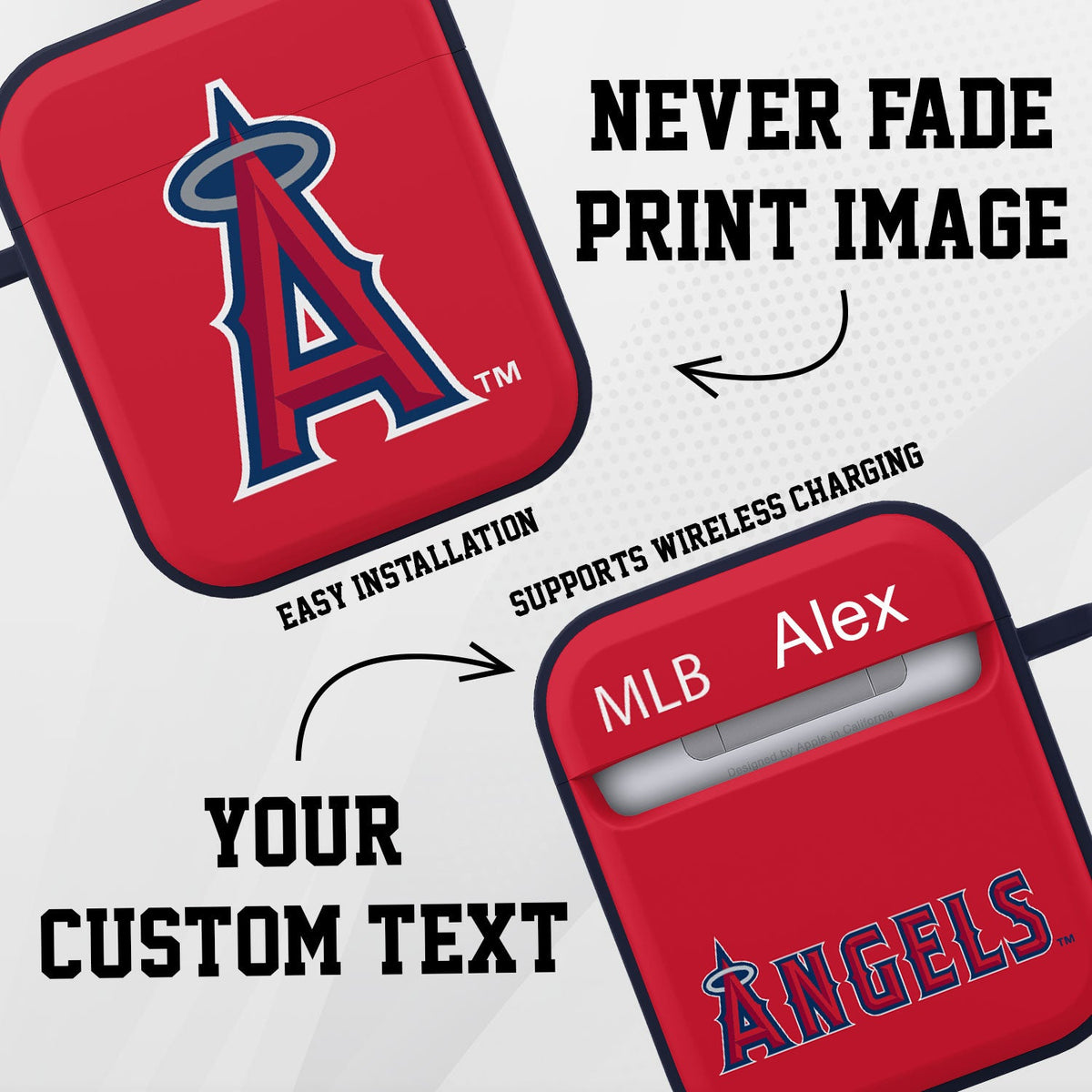 Los Angeles Angels HDX Custom Name Case Cover Compatible with Apple AirPods Gen 1 &amp; 2