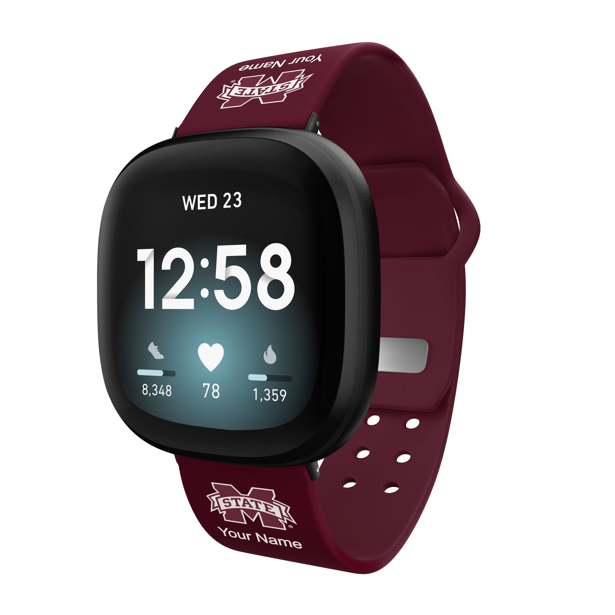 Mississippi State Bulldogs Custom Name HD FitBit Versa 3 & Sense Watch Band