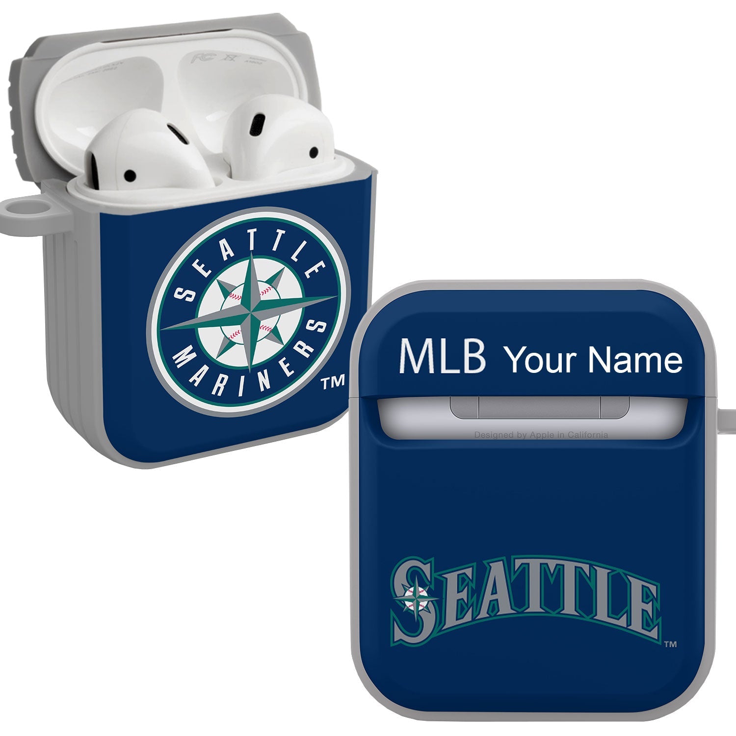 Seattle Mariners HDX Custom Name Case Cover Compatible with Apple AirPods Gen 1 & 2