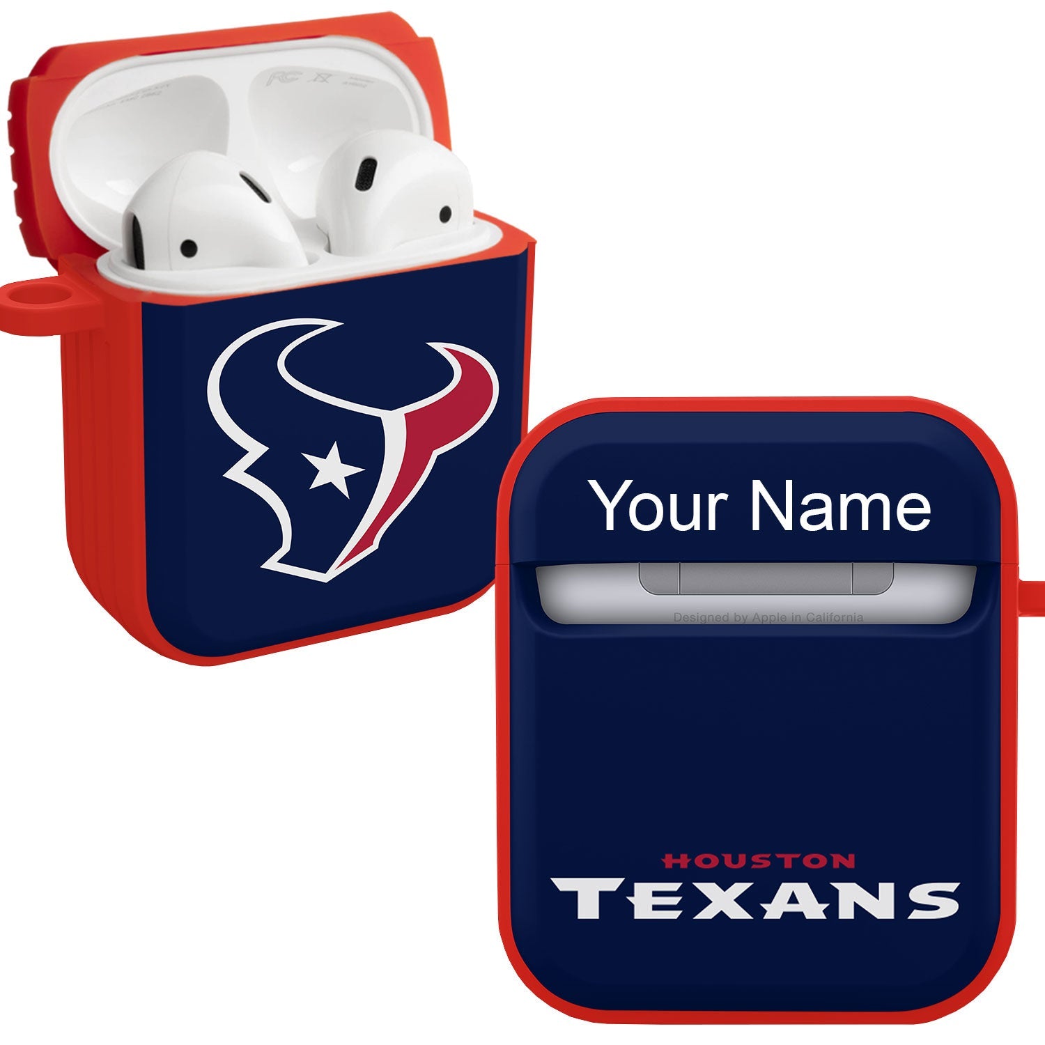 Houston Texans HDX Custom Name Case Cover for Apple AirPods Gen 1 & 2