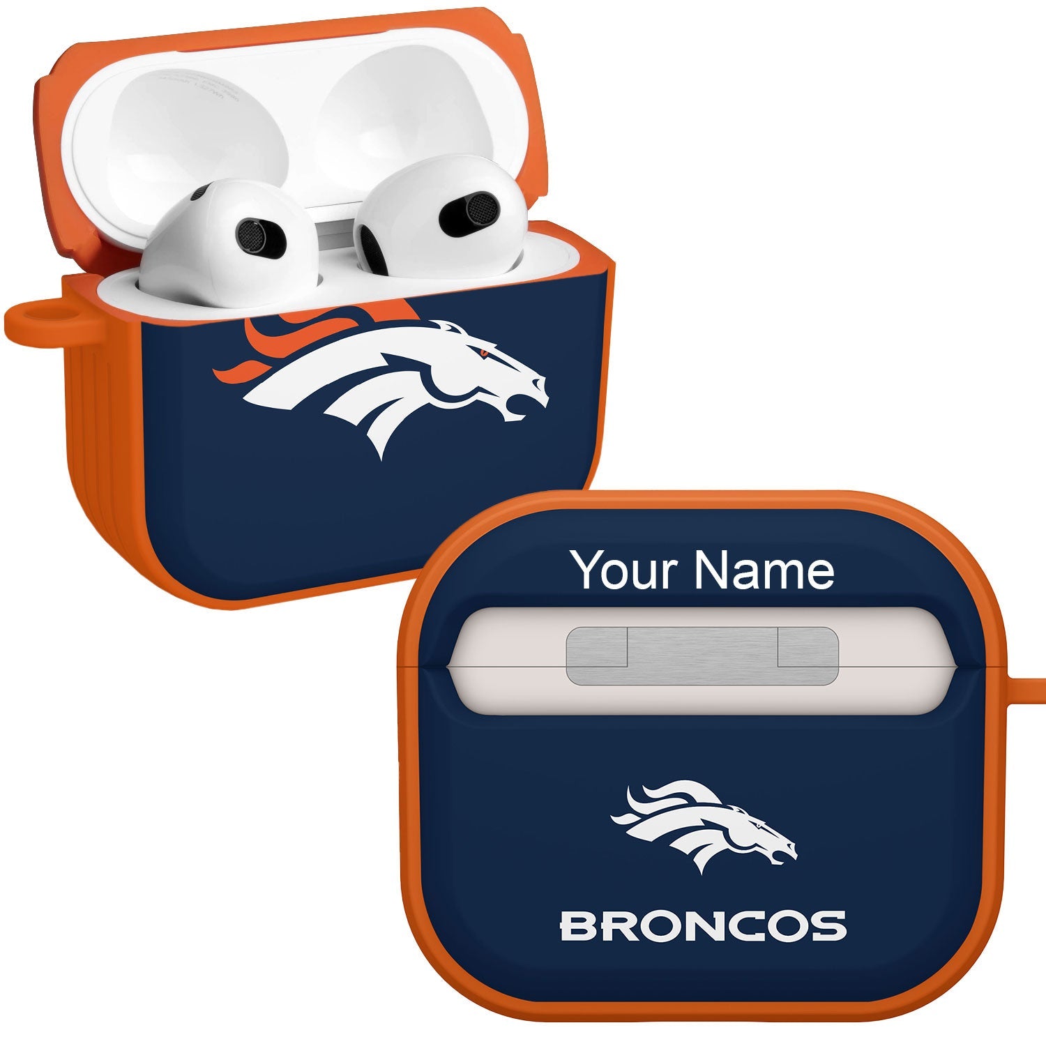 Denver Broncos HDX Custom Name Case Cover for Apple AirPods Gen 3