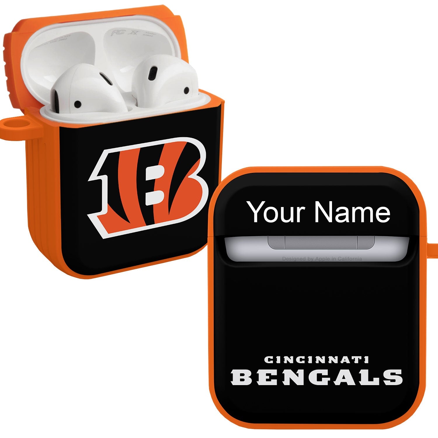 Cincinnati Bengals HDX Custom Name Case Cover for Apple AirPods Gen 1 & 2