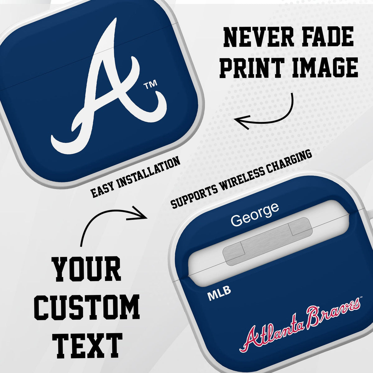 Atlanta Braves HDX Custom Name Case Cover Compatible with Apple AirPods Gen 3
