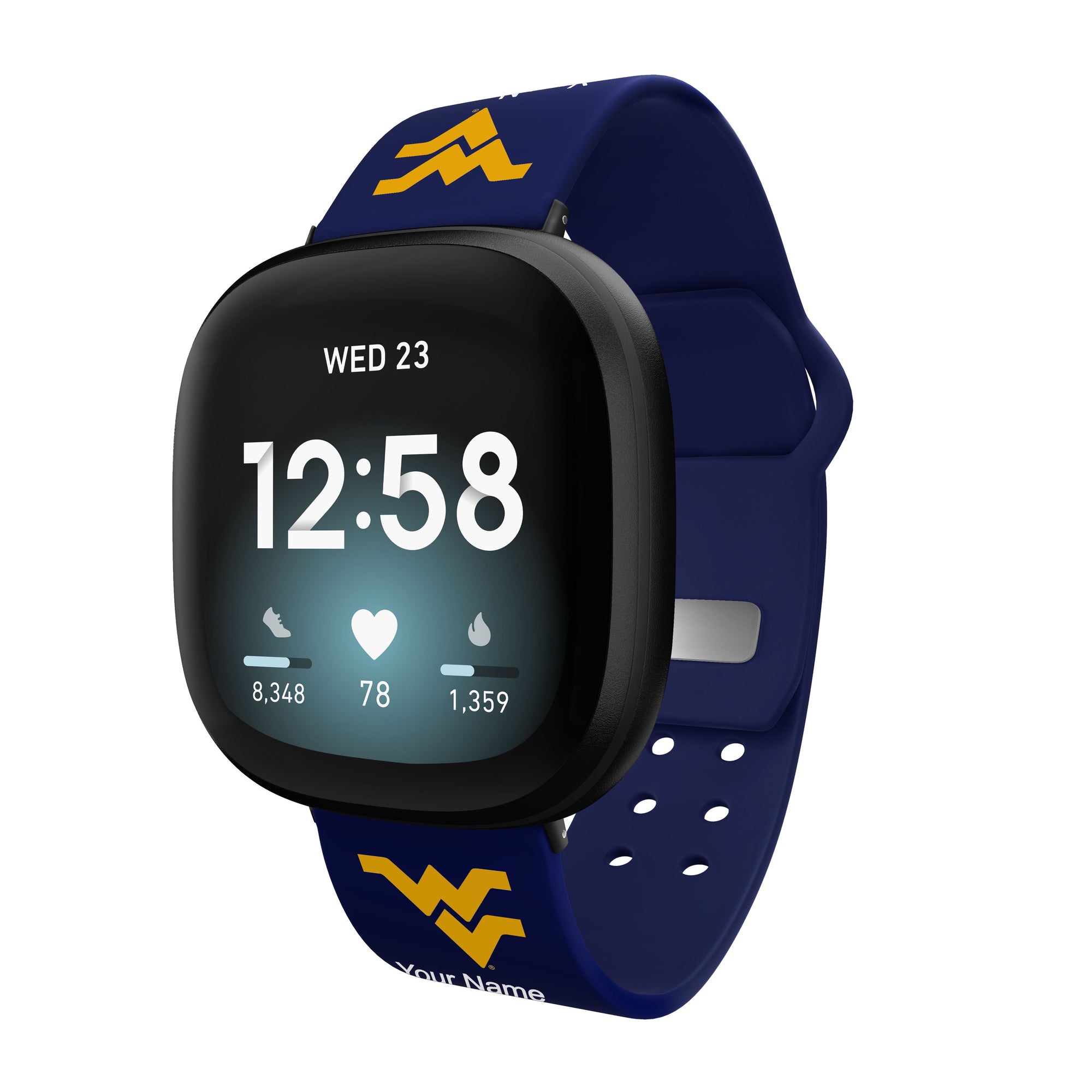 West Virginia Mountaineers Custom Name HD FitBit Versa 3 & Sense Watch Band