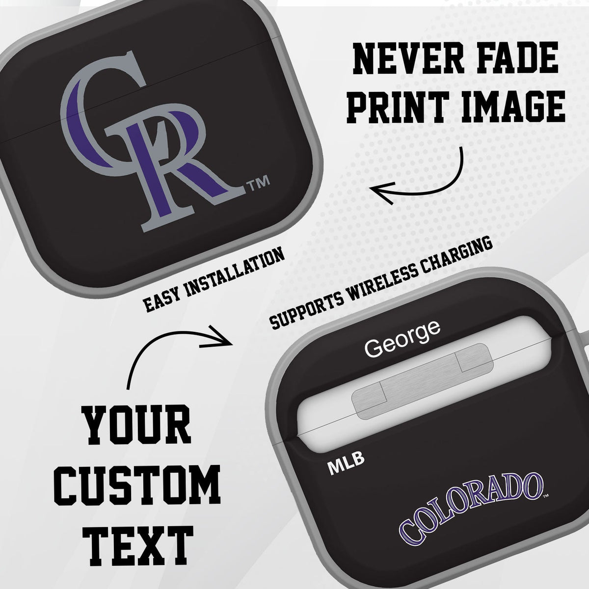 Colorado Rockies HDX Custom Name Case Cover Compatible with Apple AirPods Gen 3