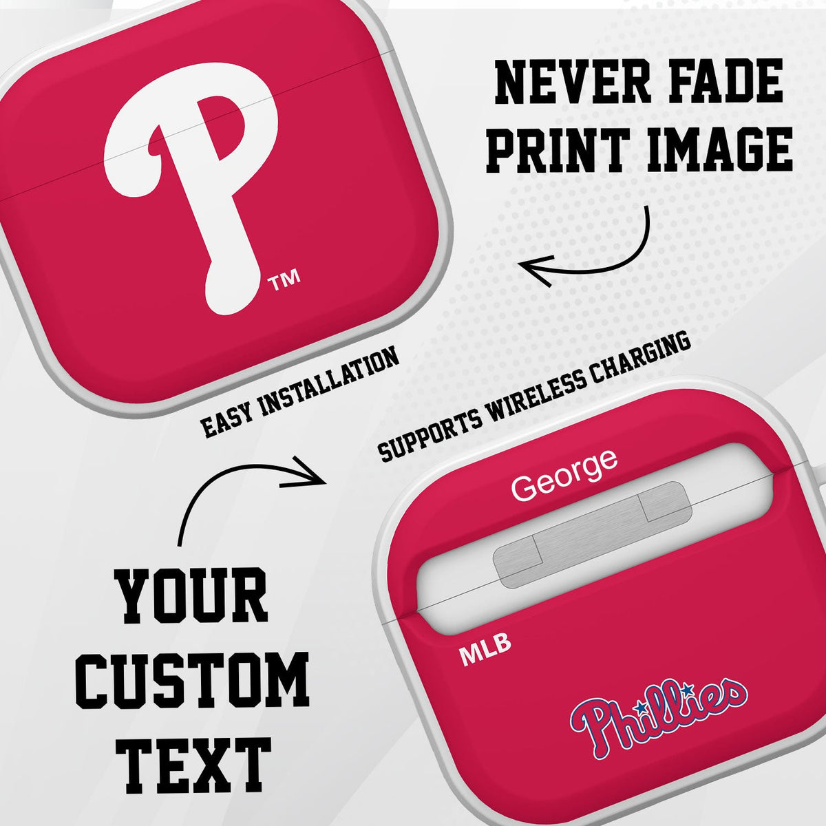 Philadelphia Phillies HDX Custom Name Case Cover Compatible with Apple AirPods Gen 3