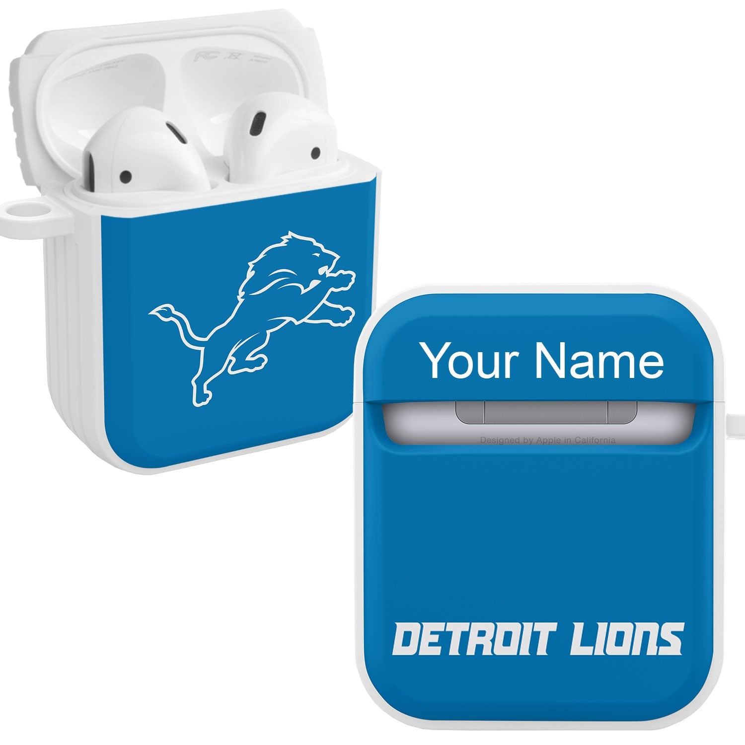 Detroit Lions HDX Custom Name Case Cover for Apple AirPods Gen 1 & 2