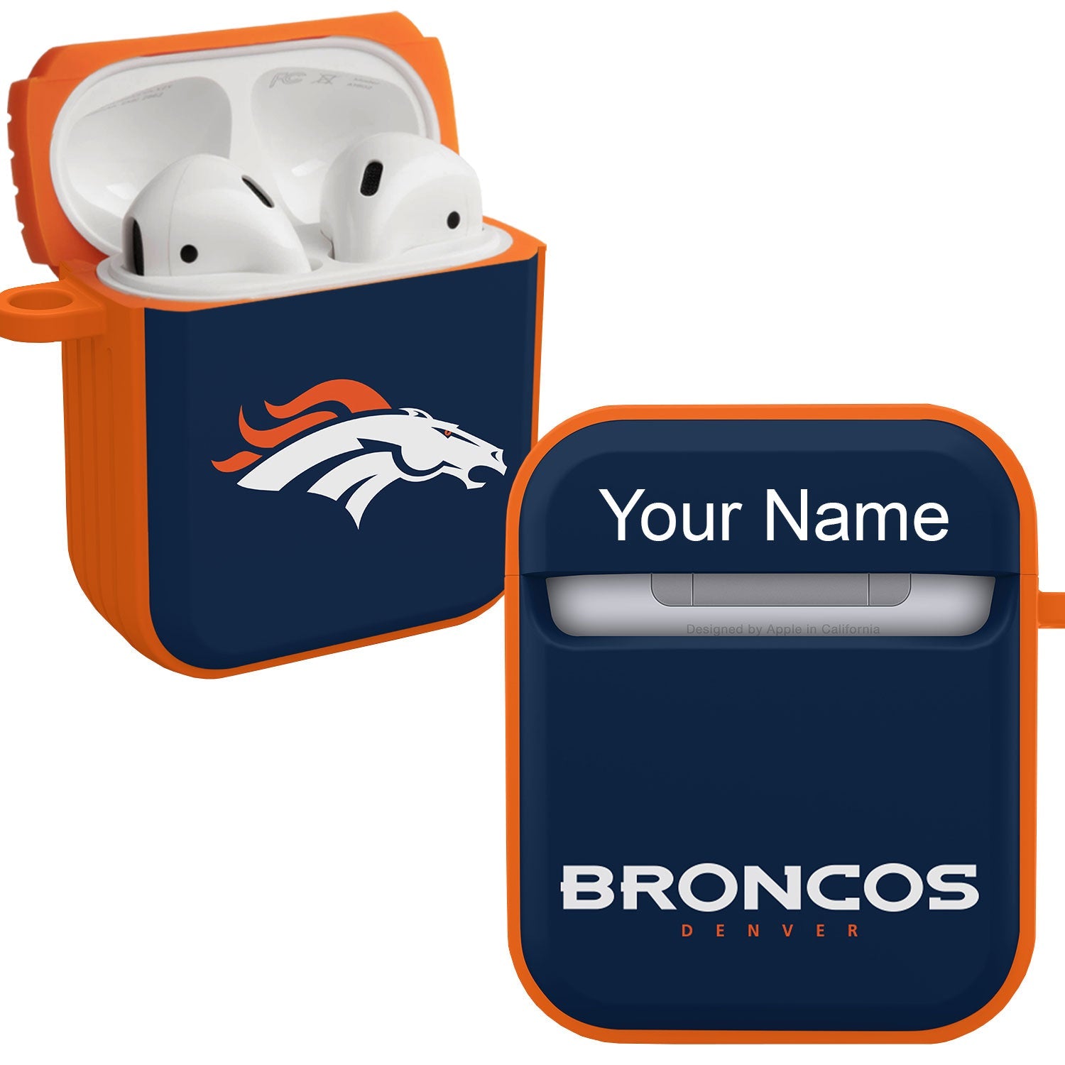 Denver Broncos HDX Custom Name Case Cover for Apple AirPods Gen 1 & 2