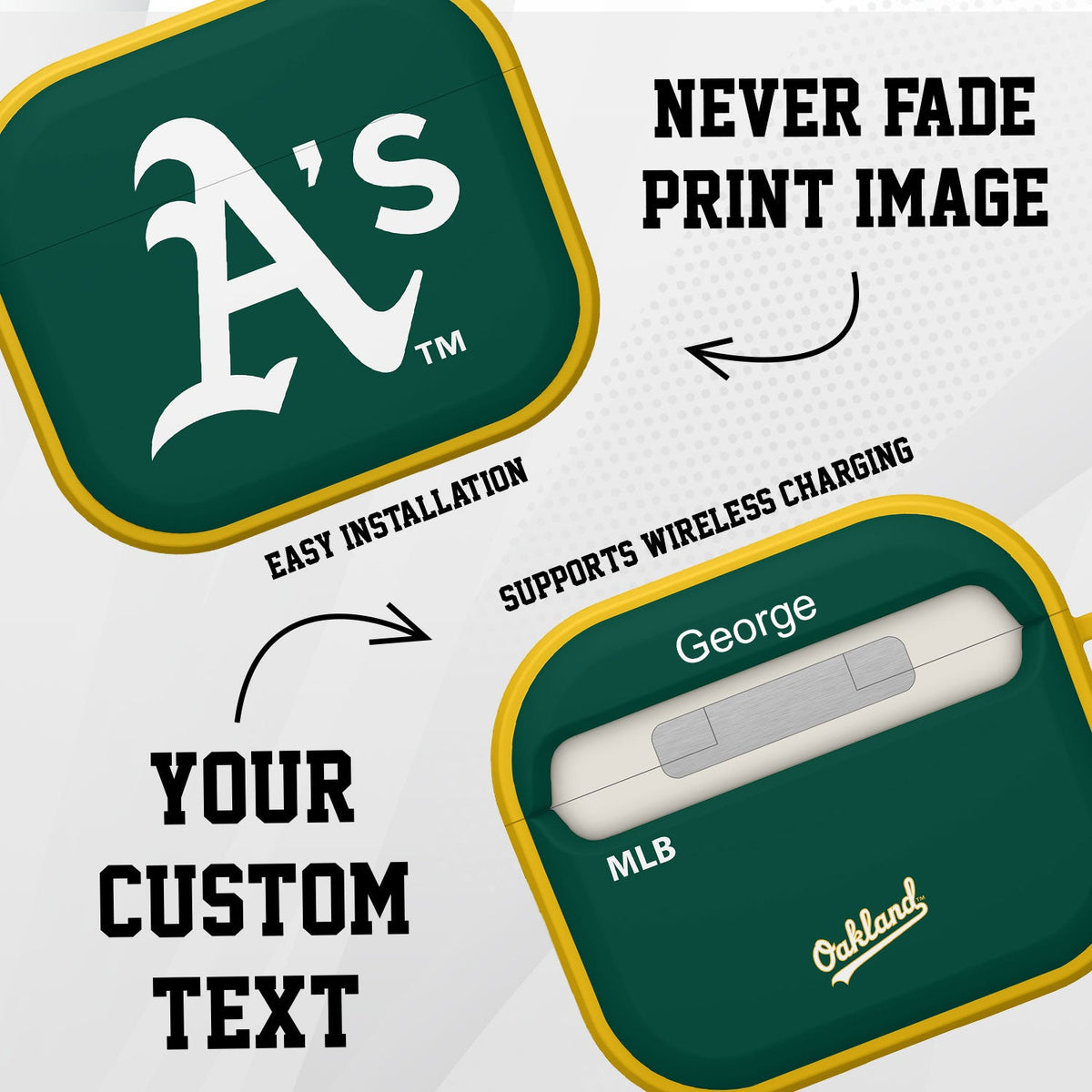 Oakland Athletics HDX Custom Name Case Cover Compatible with Apple AirPods Gen 3