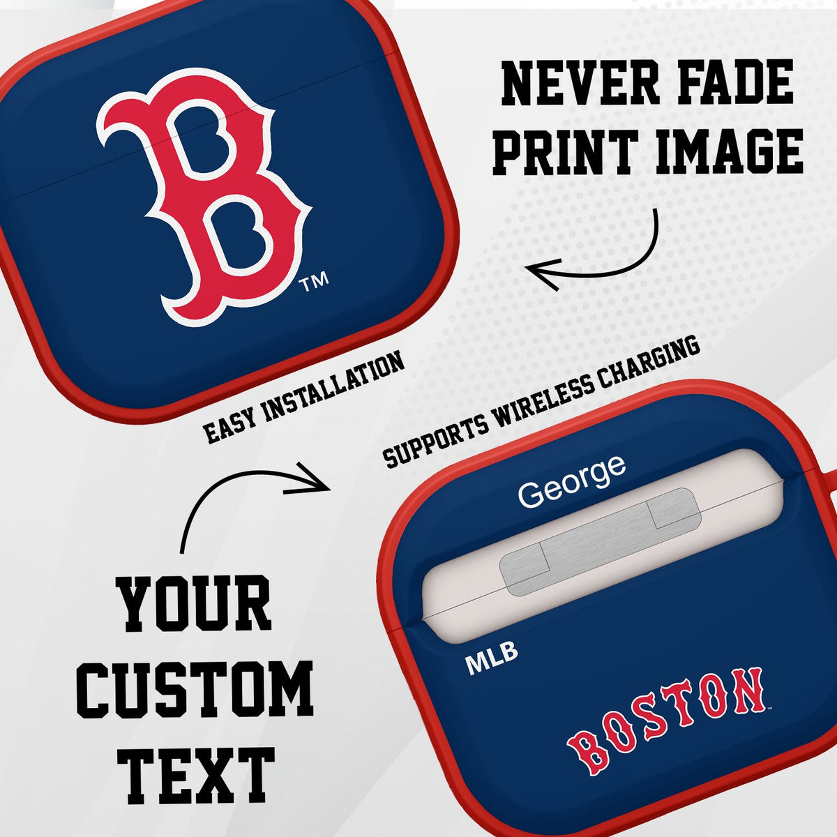 Boston Red Sox HDX Custom Name Case Cover Compatible with Apple AirPods Gen 3