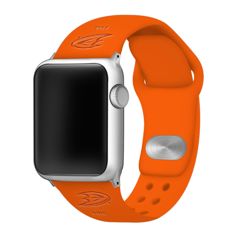 Anaheim Ducks Engraved Silicone &#39;Slim&#39; Apple Watch Band