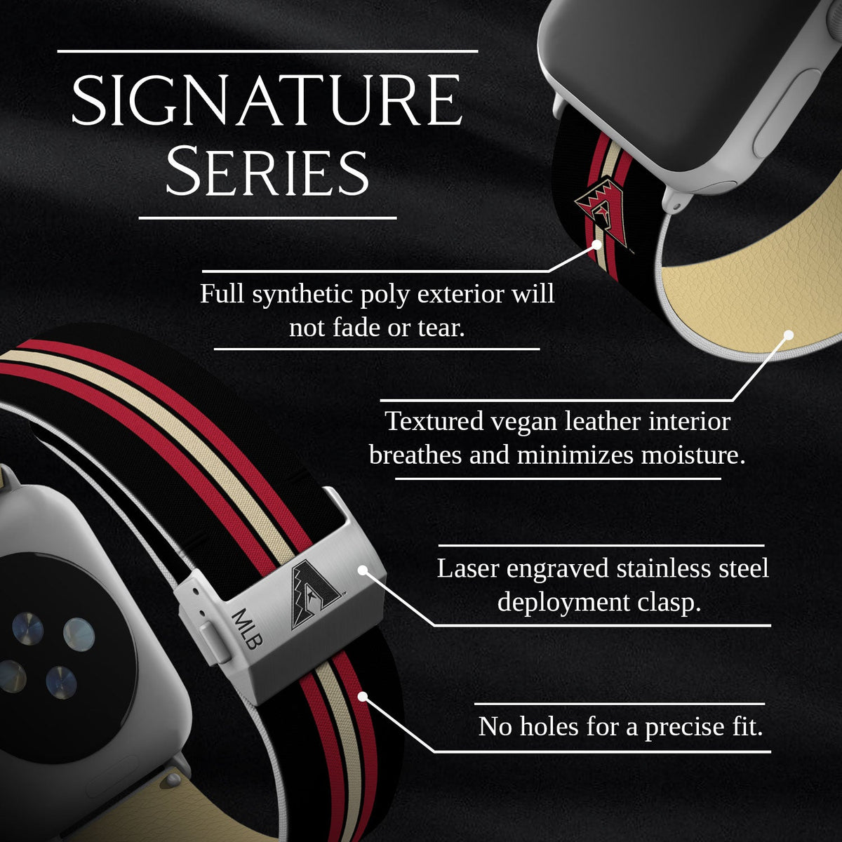 Game Time Arizona Diamondbacks Signature Series Apple Watch Band With Engraved Buckle