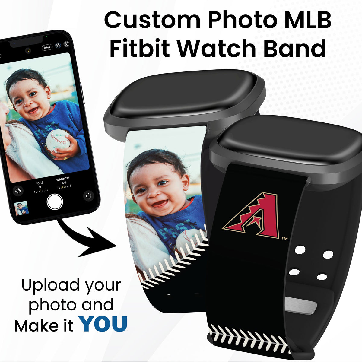 Arizona Diamondbacks Custom Photo HD Fitbit Versa 3 &amp; Sense Band