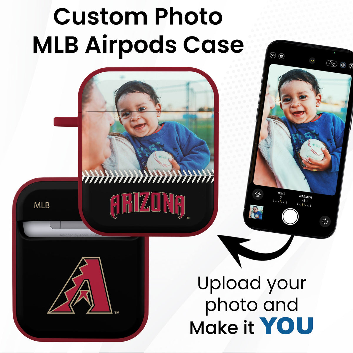 Arizona Diamondbacks Custom Photo HDX Apple AirPods Gen 1 &amp; 2 Case Cover