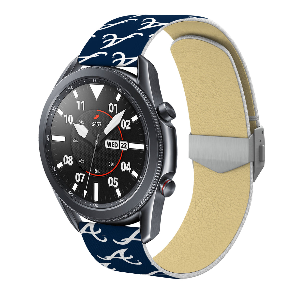 Atlanta Braves Full Print Quick Change Watch Band With Engraved Buckle - Game Time