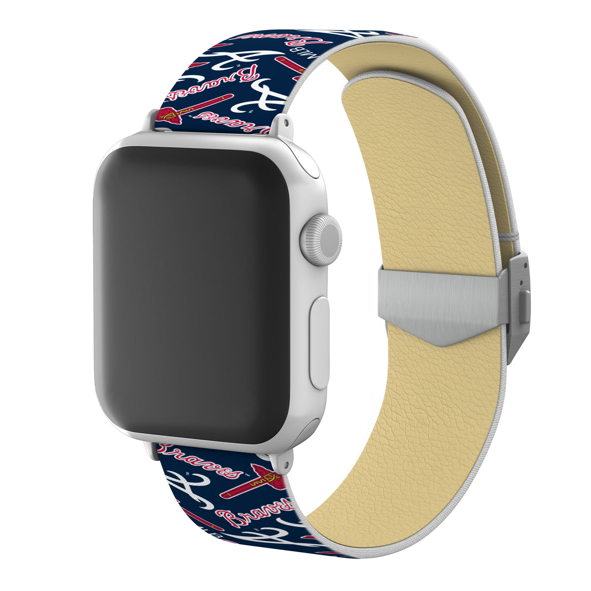 Atlanta Braves Full Print Watch Band With Engraved Buckle - Game Time