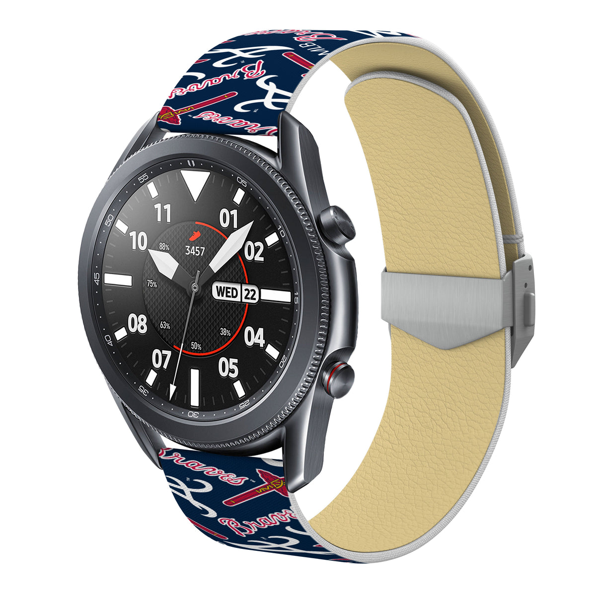 Atlanta Braves Full Print Quick Change Watch Band With Engraved Buckle - Game Time