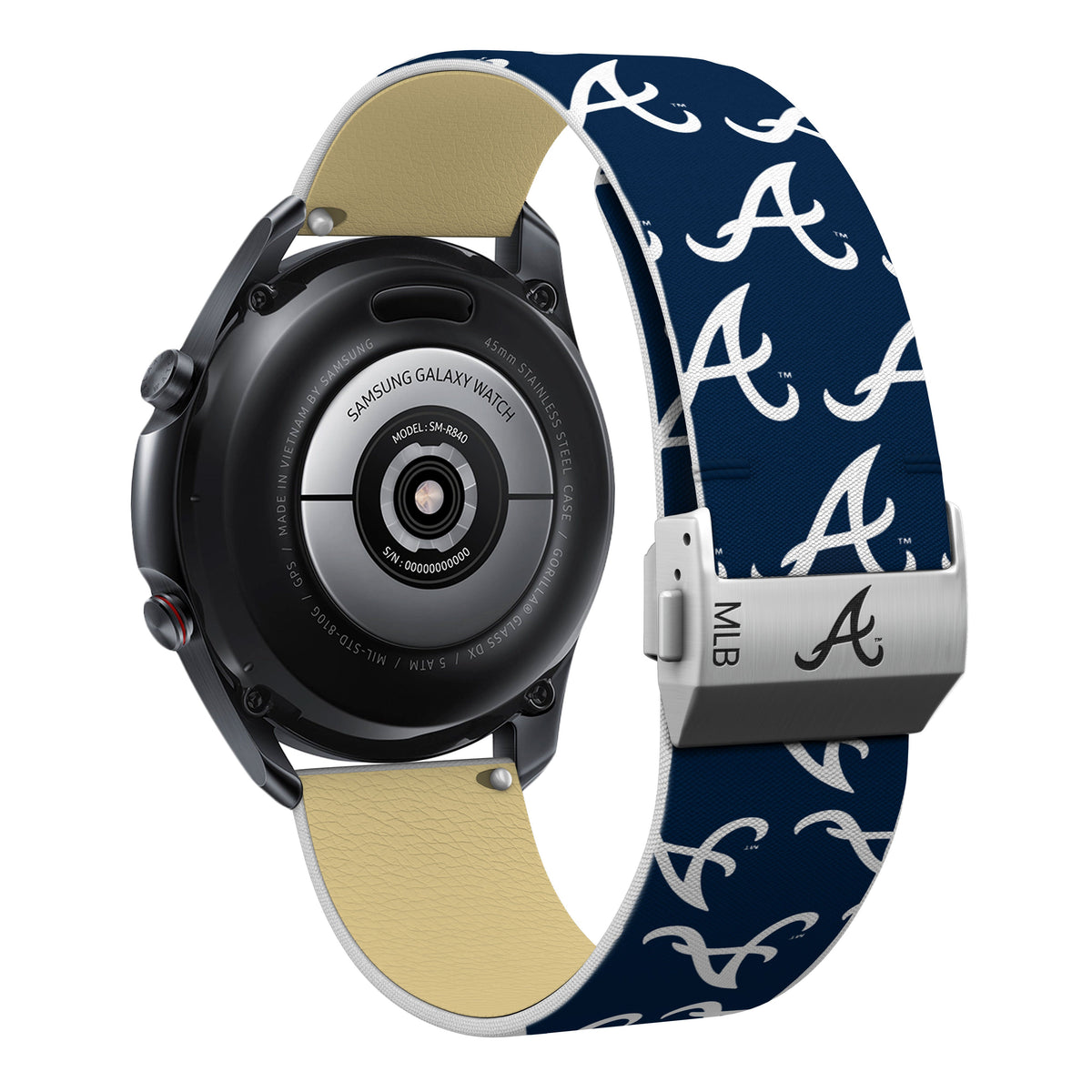 Atlanta Braves Full Print Quick Change Watch Band With Engraved Buckle - Game Time