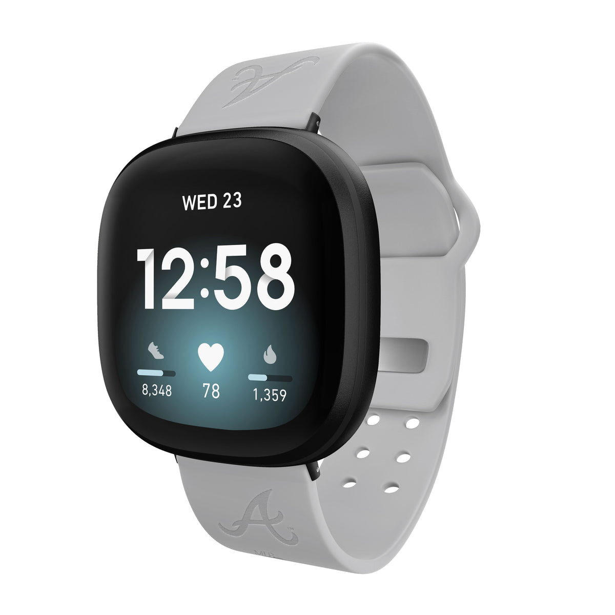 Atlanta Braves Engraved Silicone Sport Watch Band Compatible with FitBit Versa 3 &amp; Sense