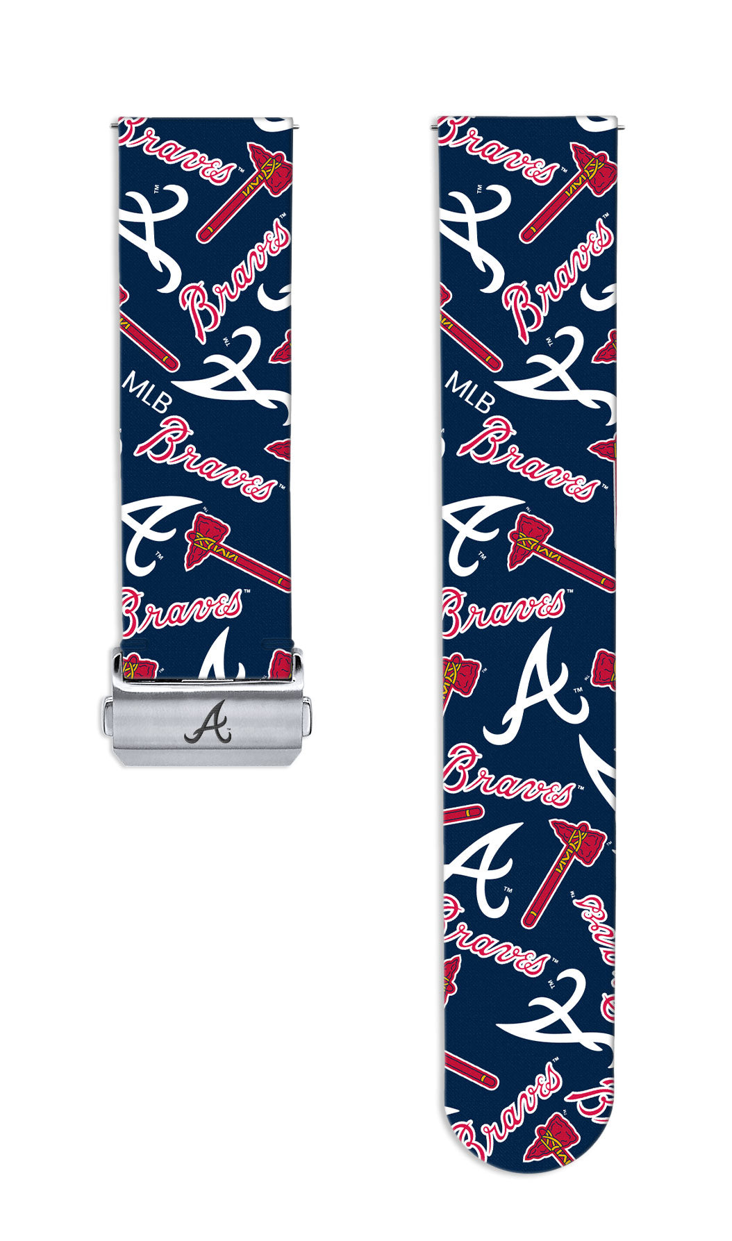 Atlanta Braves Full Print Quick Change Watch Band With Engraved Buckle - Game Time