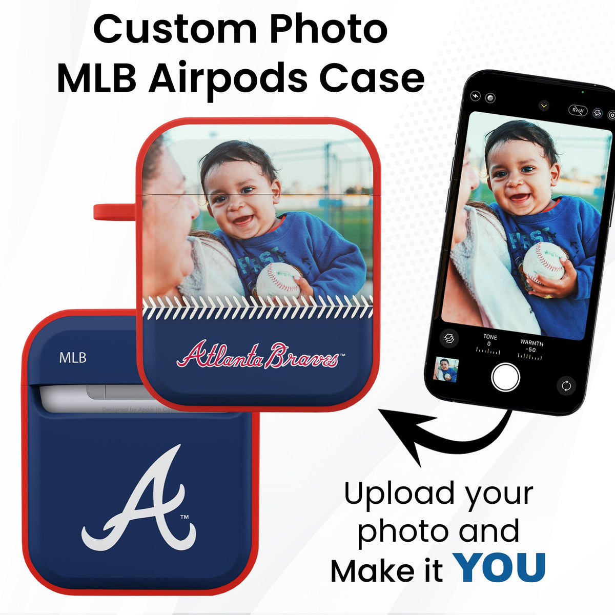Atlanta Braves Custom Photo HDX Apple AirPods Gen 1 &amp; 2 Case Cover
