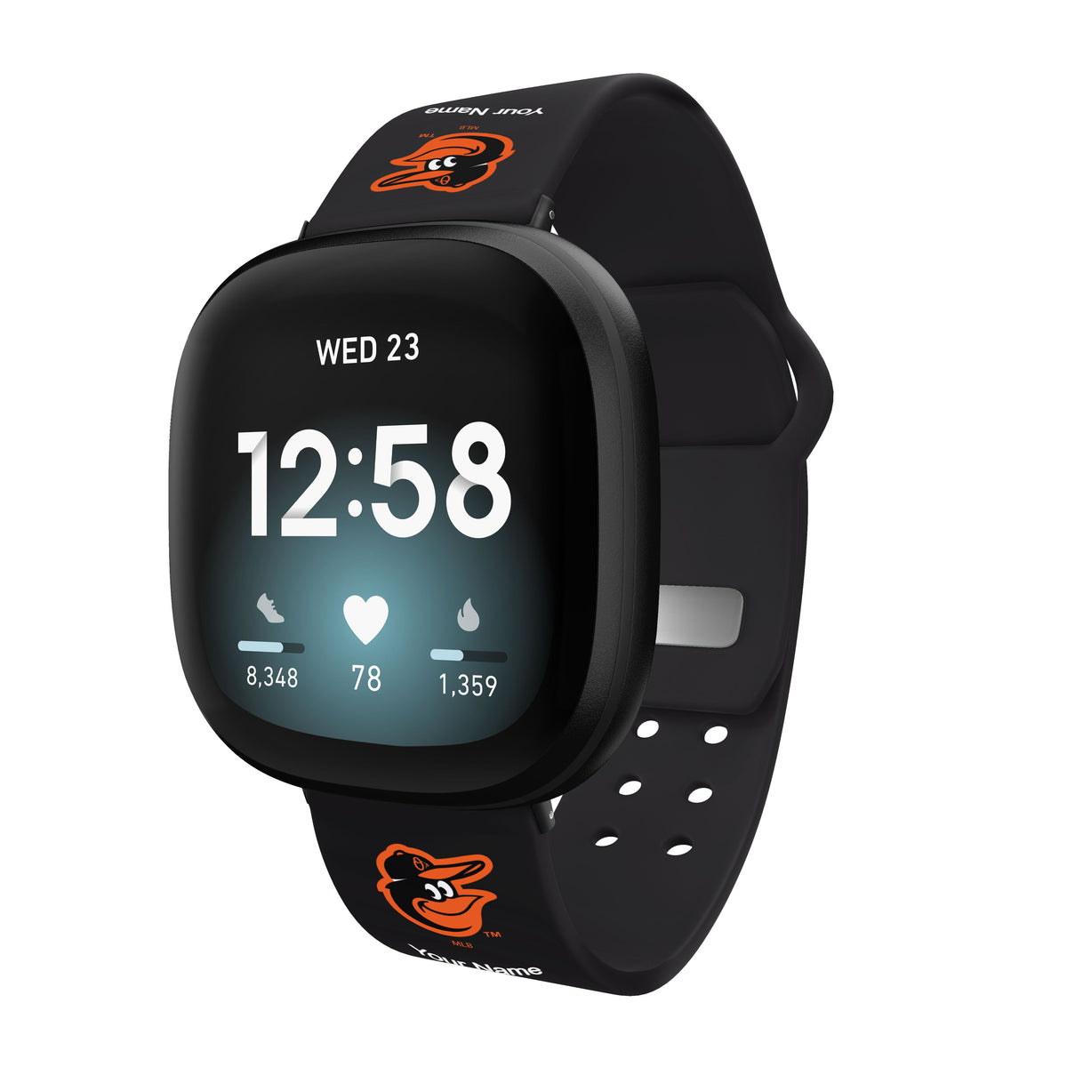 Baltimore Orioles HD Custom Name Watch Band Compatible with Fitbit Versa 3 and Sense